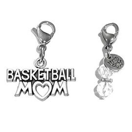Hidden Hollow Beads Clip On Charm, Bag, Purse, Handbag, Message, Keychain, Zipper Pull, Bracelets, Necklaces, Jewelry (Basketball Mom)