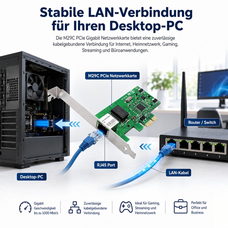 M29CS Gigabit PCI Network Card - 10/100/1000 Mbps LAN Card,