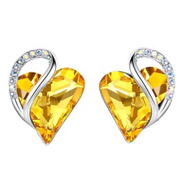 Leafael Infinity Love Heart Earrings for Women, Birthstone Crystal Earrings with Healing Stones, Allergy-Free Jewelry for Women with Gift Box, Silver-tone Crystal Stud Earrings for Women