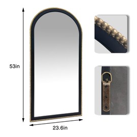 WAMIRRO Ornate Full Long Mirror, Arched Black Carved Morden Luxury Living Room Decorative Ornate Mirorrs for Entryway Firplace Mantel Hallway 24"X53"