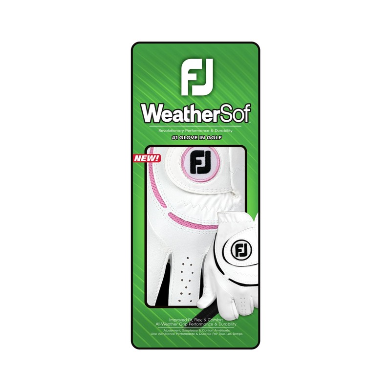 FootJoy WeatherSof Women's Golf Glove, White/Pink
