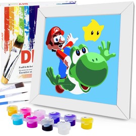 Sencangxun Painting by Numbers for Children from 6 7 8 9 10 11 Years Girls Boys, DIY Hand-Painted Kits Acrylic Pigment Artwork Girls Gifts 7 Years (with Frame 20 x 20 cm)