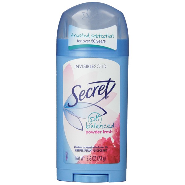 Secret Original Powder Fresh Scent Women's Invisible Solid pH Balanced Antiperspirant & Deodorant, 2.6 Ounce