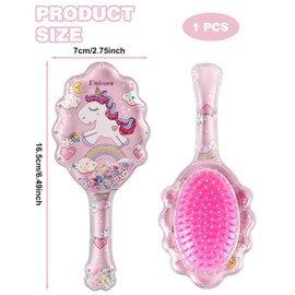 TPZORJX Children's Hair Brush, 1 Piece Teaser, Hair Brush for Little Girls and Children 3-10 Years, Glides Easily Through Knots and Does Not Pull, Unicorn Glitter Bristle Brush (Pink Unicorn)