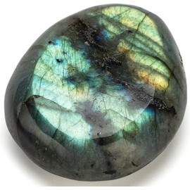 KALIFANO Labradorite Palm Stone with Healing & Calming Effects - High Energy Labradorita with Information Card - Reiki Worry Crystal Used for Cleansing and Protection (Family Owned and Operated)