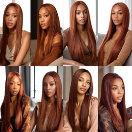 BilltiiWW Copper Straight Bundles Color 33 Human Hair Straight Bundles Weave Extensions Brazilian Human Hair Soft and Silky for Women 16 18 20 Inch