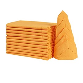12 Pack 100% Cotton Cloth Dinner Napkins - 18x18 Inches, Generous Hemstich Tailored with Mitered Corners, Soft Absorbent Comfortable - Ideal for Events and Regular Home Use - Yellow