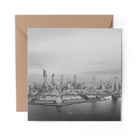 1 x Greeting Card BW - Stunning Kuwait City Persia - Blank Birthday Celebration Anniversary #37186