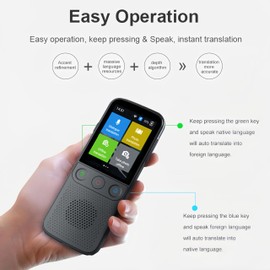 Dispositivo Inteligente de Traducción Instantánea de Idiomas T10 Pro Traductor Portátil WiFi Y Traducción Fuera de Línea 138 Idiomas Traductor en Tiempo Real para Negocios de Viajes(Negro)