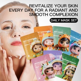 ARCHIDATE 7PCS Tuchmasken Gesicht - Masken Beauty Gesichtsmaske Frauen - Feuchtigkeitsmaske Gesicht - Hyaluron Maske Gesicht Beauty Set Damen - Hautpflege Sheet Face Mask - Glatte Haut Gesichtskuren