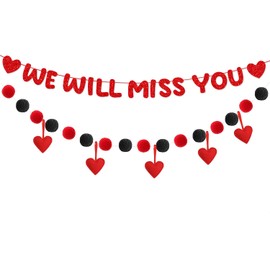 We Will Miss You Banner Bunting Goodbye Party Banner Retirement Banner for Going Away Party Decorations Retirement Decorations Army Party Decorations Graduation Work Supplie with pom pom Balls