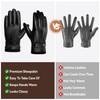 BISON DENIM Sheepskin Leather Gloves for Men, Winter Warm Touchscreen