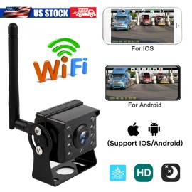 WiFi Wireless Car Truck RV Trailer Rear View Backup Camera 720P For iOS Android