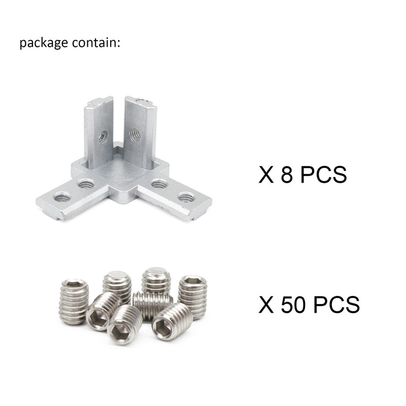 BLCCLOY 8Pcs 10 Series Aluminum Extrusion Profile Tri Bracket 3-Way