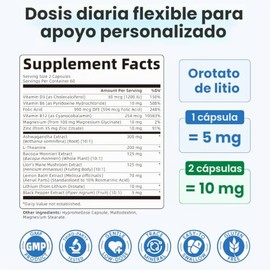 Orotato de litio 5/10 mg, suplemento para el estado de ánimo y el cerebro