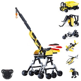 RC Remote Controlled 30-in-1 Car Crane Model from CaDA Building Block Set, DIY Plug-In Kit with Remote Control Made of Clamping Blocks, Countless Possibilities Including Construction Site Vehicles,