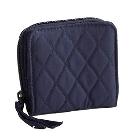 Vera Bradley Women's Cotton Small Zip-Around Wallet, Peacoat, One Size