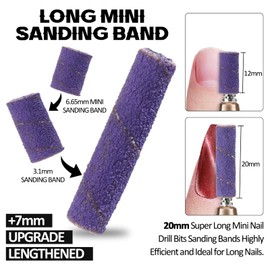 U-Shinein Small Sanding Bands for Nail Drill, 50pcs Super Long Nail Drill Bits Sanding Bands with 3.1mm Mandrel Bit, 240 Grit Nail File Nail Drill Sanding Bands for Acrylic and Gel Nails, Purple