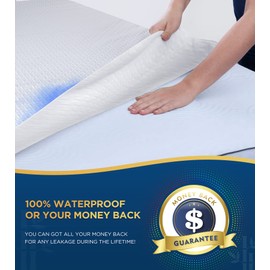 Premium 100% Waterproof King Mattress Protector Breathable Cooling 3D Air Fabric Cover Smooth Soft Hypoallergenic Noiseless Bed Cover Machine Washable Vinyl Free, 8-21'' Deep Pocket