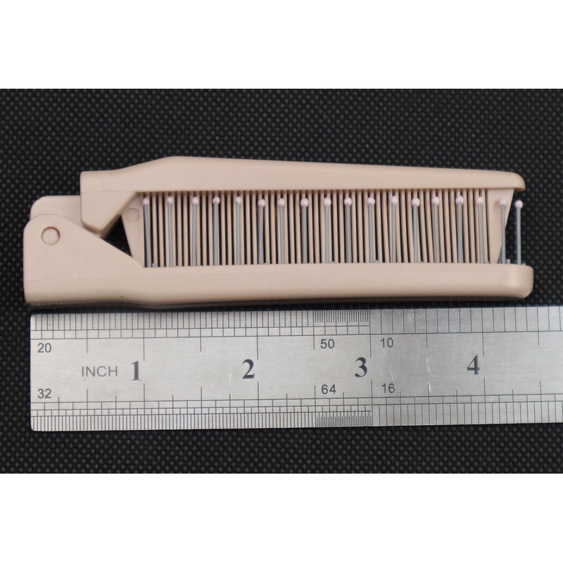 Pink Foldable Hair Comb - Compact Travel Brush for Purses