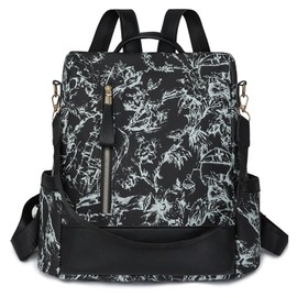 Women's Waterproof Anti-Theft School Backpack Shoulder Bag, Fashion City Backpack Daypack for School Travel Work Shopping, Black print