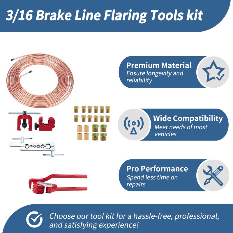 3/16 Brake Line Flaring Tools kit Include 25 ft Copper