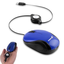 Wired Mouse Type-C Retractable Portable Silent Mini Wired Optical Mouse Plug and Play with 3 Buttons for Left and Right Hands for Laptop MacBook Tablet Smartphone Boy Girl Woman Teacher Gift(Blue)