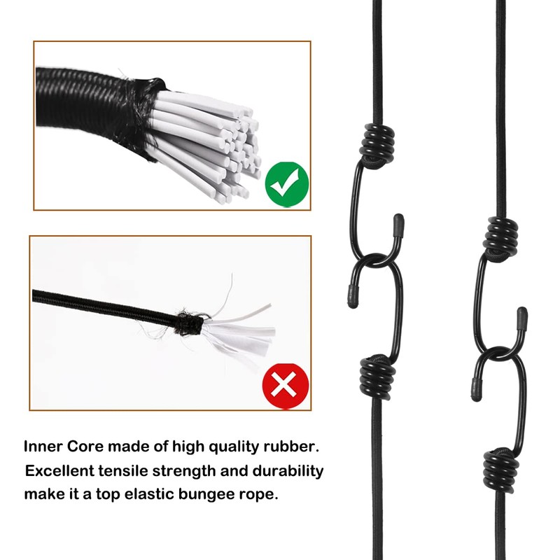 Yorkmills Bungee Cords with Hooks 20M Elasticated Secure Rope, Elastic