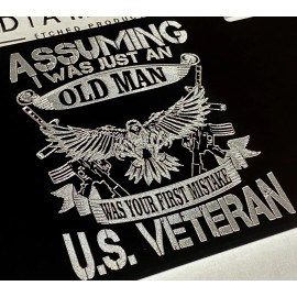 Diamond Etched Products ENGRAVED US Military Old Man Veteran Car Tag Diamond Etched Metal License Plate