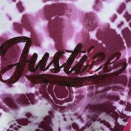 Justice Girls Tshirt Size 12/14 Graphic Dye Effect Tee Purple & White Color New