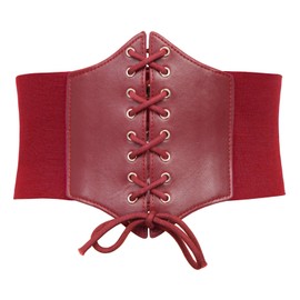 GRACE KARIN Lady Christmas Front Skinny Wide Elastic Waist Belt(M,Red)