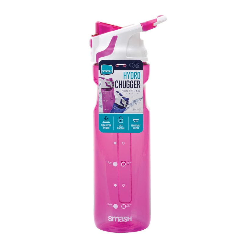 Smash Chugger Water Bottle with Infuser, Pink, 750 ml Capacity