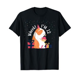 Guinea Pig 12th Birthday Party Wheek 12 Year Old Funny T-Shirt