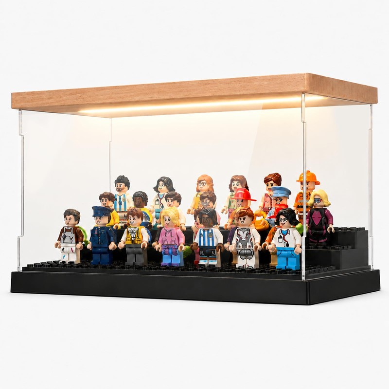 LED Minifigure Display Case, Clear Acrylic Mini Figurines Display Case
