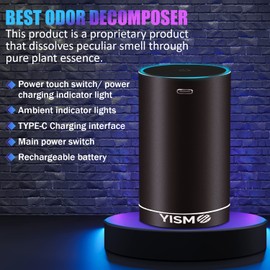 Clean Air Freshener and Odor Eliminator. Travel Size Electric Fragrance Diffuser Removes Pet, Smoke and Other Odors. Smart-Touch USB Charge. Home, Office or Travel. (Pet, Black)