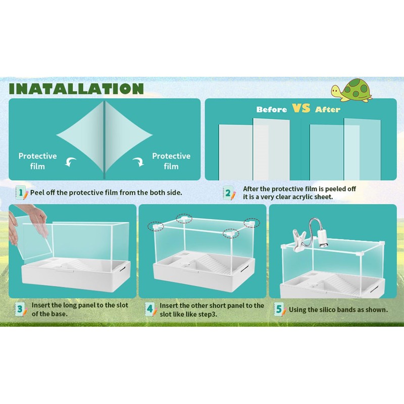 Turtle Tank Aquarium, Tank Terrapin Lake with Water Pump for