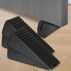 2 Pack Black Adjustable Large Door Stoppers, Heavy Duty Door Stoppers for Bottom of Door, Door Stop with Strong Grip Stainless Steels for Heavy Duty and Usual Doors