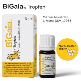 BiGaia® Tropfen 5 ml, mit dem natürlichen Milchsäurebakterium L. reuteri zur Unterstützung der Darmflora, sichere Anwendung für Säuglinge ab Geburt
