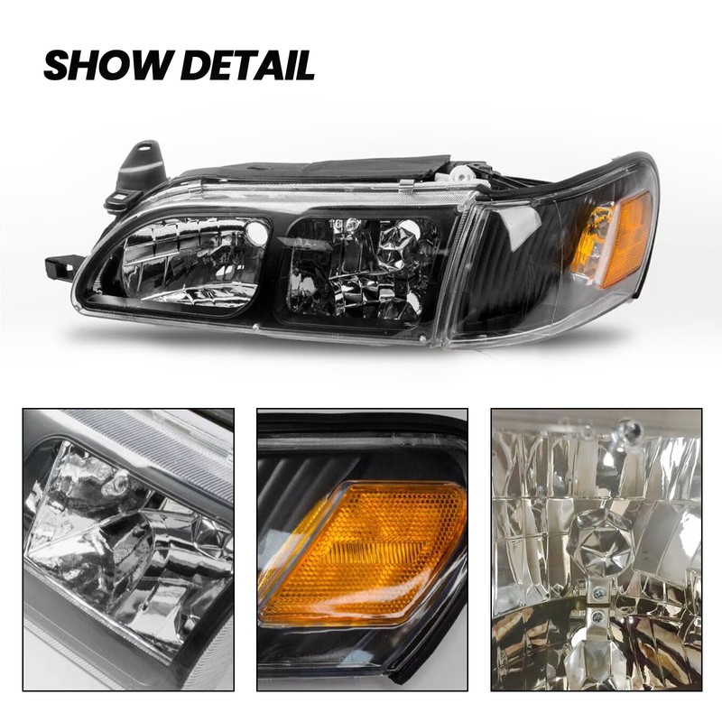 YLT AUTO 4PCS Black Clear Headlights and Corner Lamp Compatible