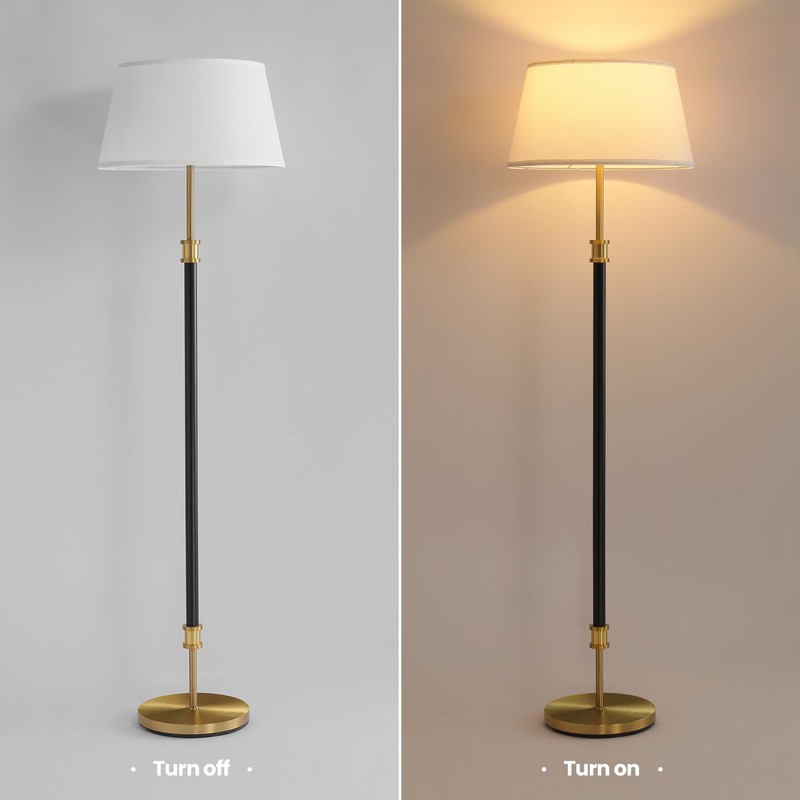 ZenGlimmer Modern Mid Century Floor Lamp with Soft Linen Shade,