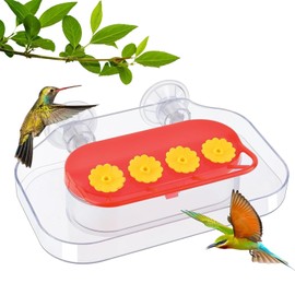 Tkxjry Window Hummingbird Feeder, with 4 Feeding Ports, Window Bird Feeder, Plastic Hummingbird Feeder, for Viewing Wild Bird Outside, As A Bird Watching Gift, Outdoor Bird Feeder, and Garden Decor