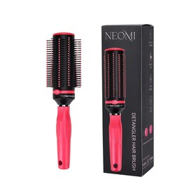 Detangler Hair Brush Comb Pink - Curly Hair Brush Round Brush for Blow Out - Easy Clean Roller Self Cleaning Hair Brushes for Women Men for All Hair Types