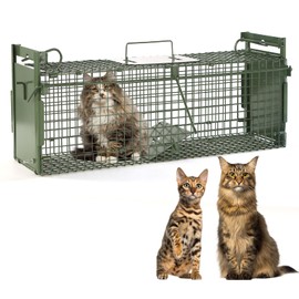 40" 2-Door Large Live Animal Traps for Stray Cats up to 17.6 pounds, Raccoons, Squirrel, Skunk, Mole, Groundhog, Armadillo, Rabbit, with Pedal Triggers