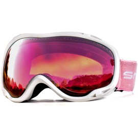 HUBO SPORTS OTG - anteojos de snowboard para hombres, mujeres y adultos, anteojos de esquí de snowboard de doble lente con antivaho para protección UV para niñas (Brillo)