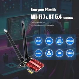 GLOTRENDS BE8774 Tarjeta WiFi 7 PCIe para PC con Chip Intel BE200NGW, 802.11be, Bluetooth 5.4, Sólo Compatible con Windows 11 24H2 o Versión Superior (No Soporta Placa Base AMD)