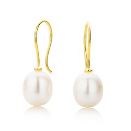 Orovi Women Drop Earrings 18 ct /750 Yellow Gold With White Freshwater Pearls