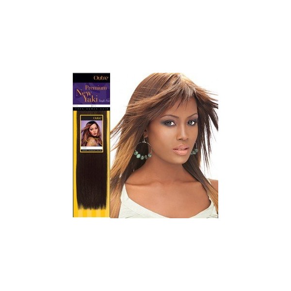 Outre Premium Human Hair New Yaki Weaving Hair Extension (12"M, 2(Darkest Brown))