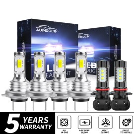 AUIMSOCO For VW GTI Hatchback 2.0L 2007-2009 LED Headlight High Low Beam Fog Light Bulbs