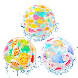 VINEST Pack of 3 35 cm Inflatable Water Balls, Children's Summer Water Balls, Transparent, Large Swimming Pool Toy, for Outdoor Events, Pool, Beach Parties