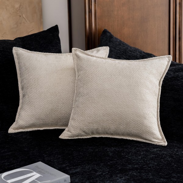 Home Brilliant Large 60x60cm Chenille Cushion Cover - Cream Waffle